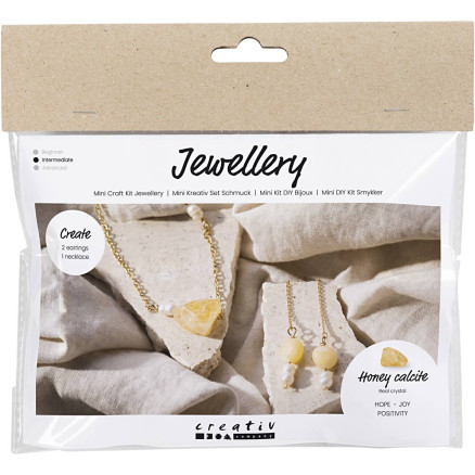 Mini Diy Kit Smykker Halskæde øreringe Med Honning Calcit - Diverse Øreringe  - 5712854701204