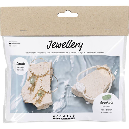 Mini Diy Kit Smykker Aventurinmix Armbånd øreringe - Diverse Øreringe  - 5712854701228