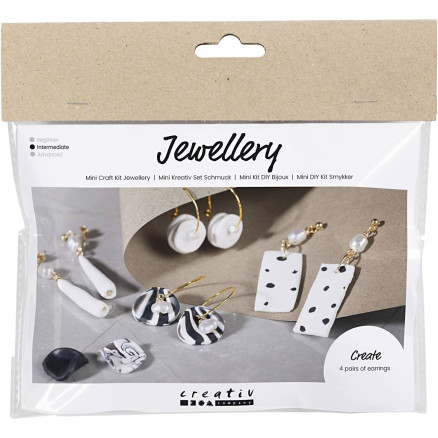 Hvid Mini Diy Kit Smykker Sort - Diverse Øreringe  - 5712854721882