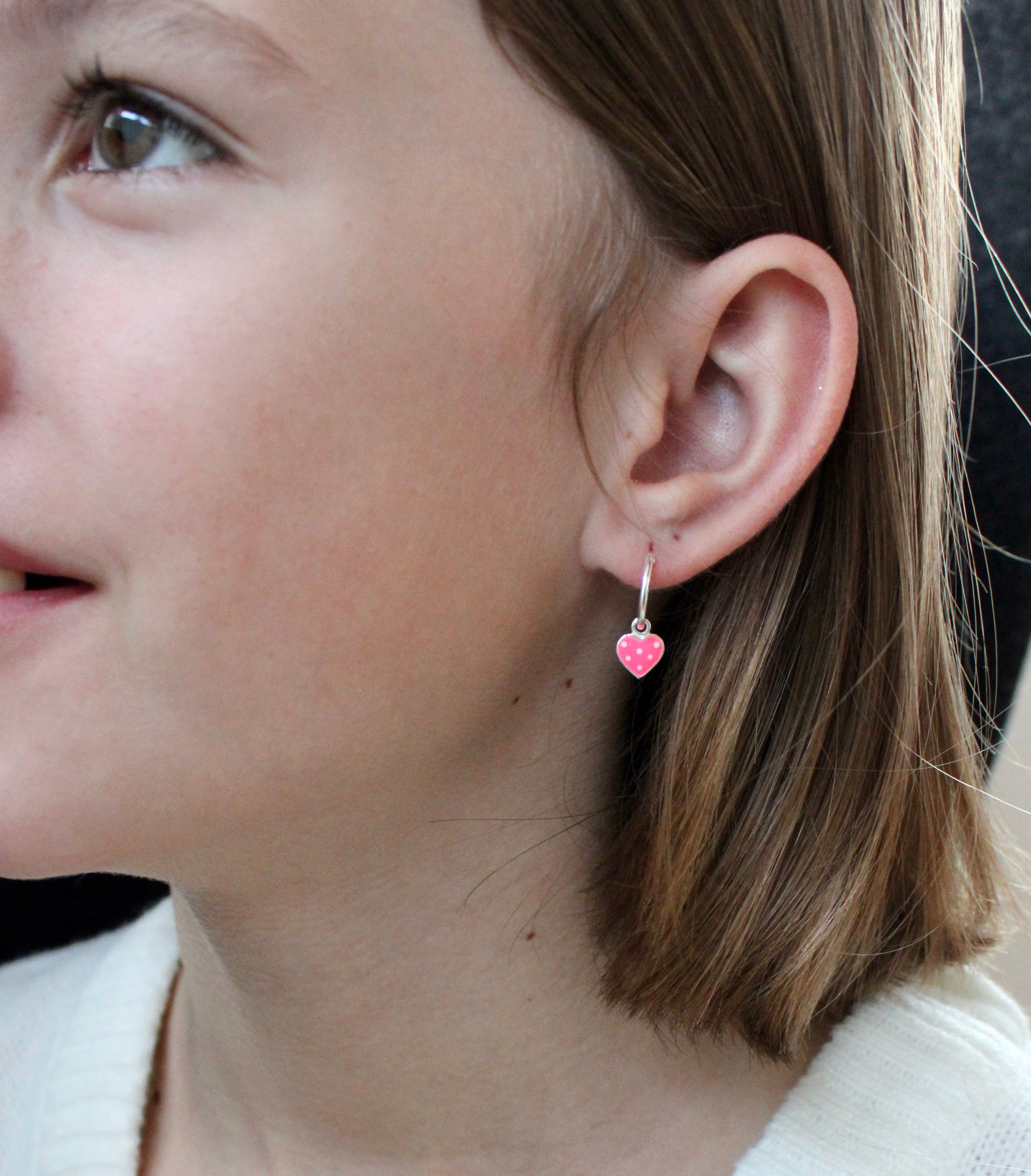 Hjerte Hoops øreringe Lyserød - Luxbaby.dk Øreringe  - 7901921673473