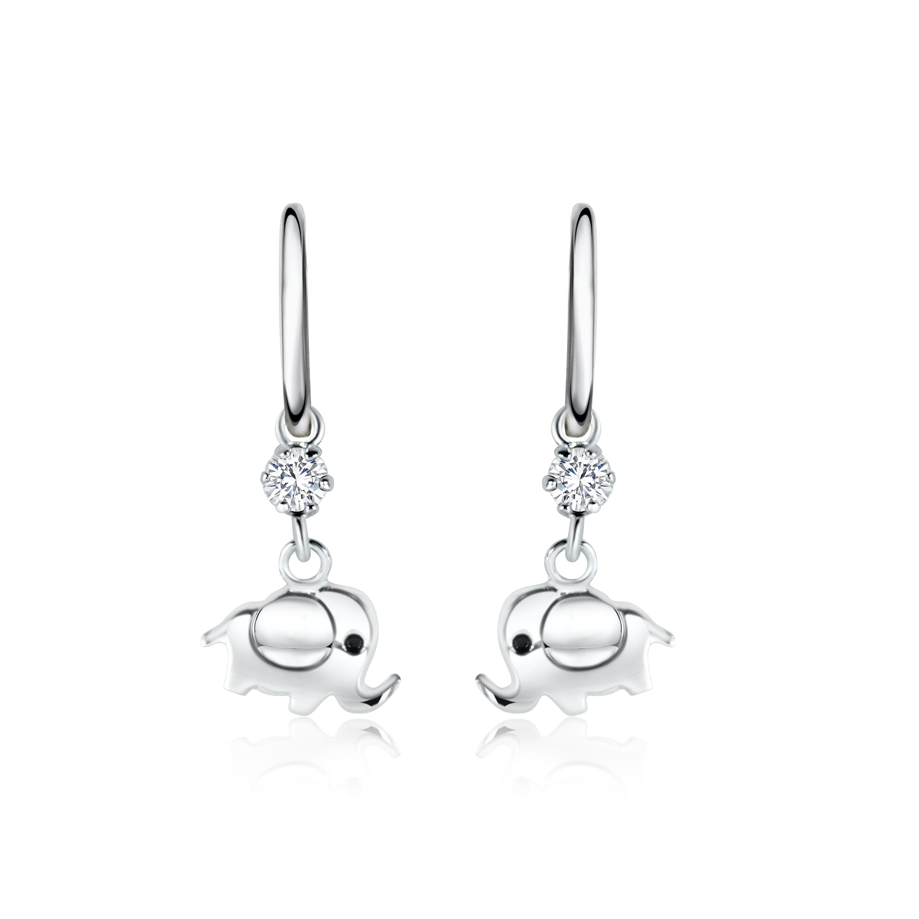 Hoops Med Elefanter & Zirkonia Sten - Luxbaby.dk Øreringe  - 1770045177954