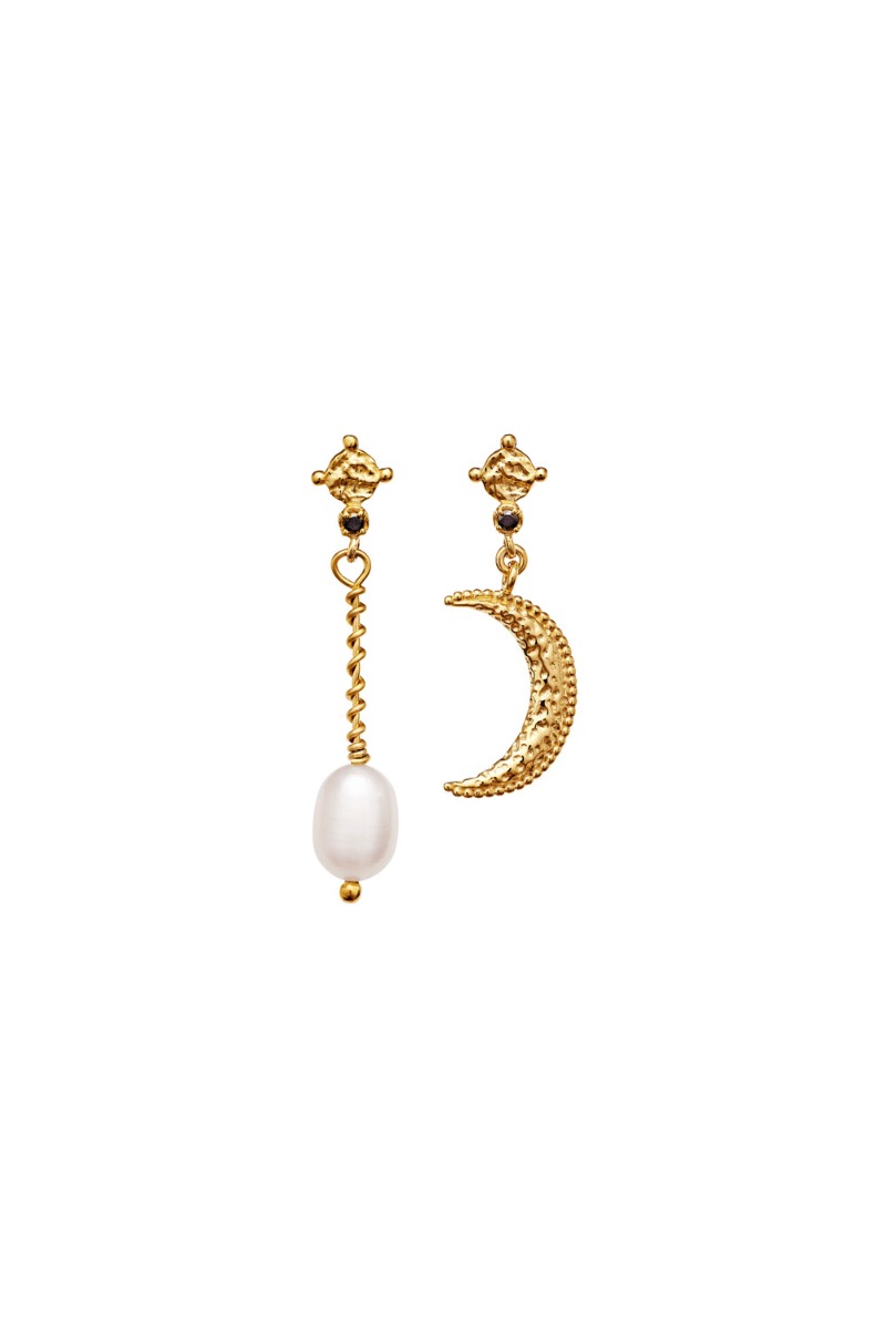 Guld Maanesten Øreringe Nyla Earrings - Maanesten Ørestikkere  - 5715336035781