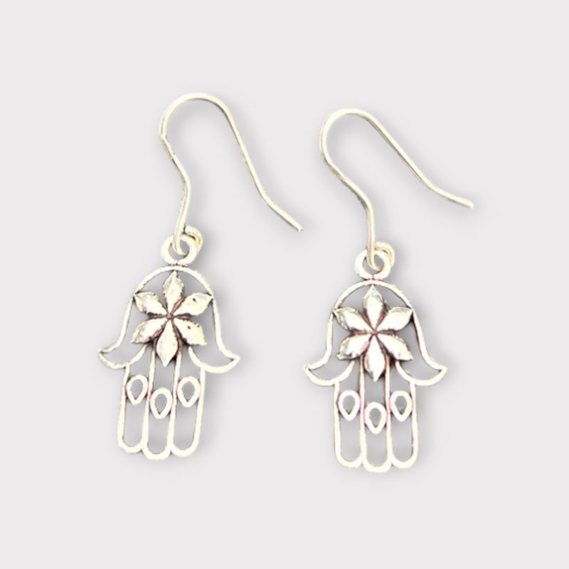 Sølv Hamsa Blossom Maroc - Øreringe