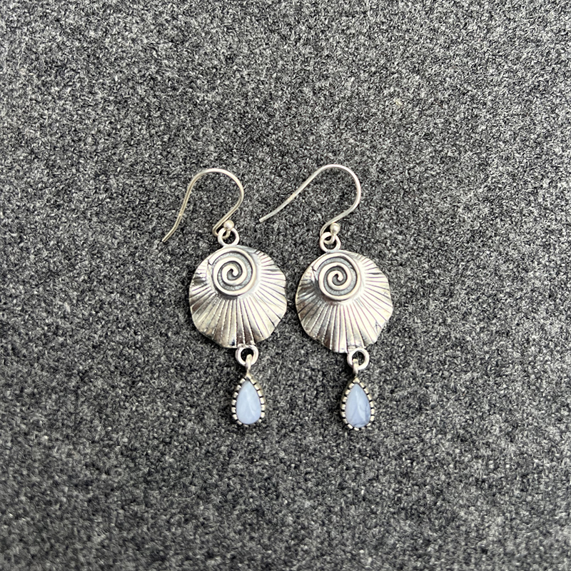 Sølv Moonstone Shell Maroc - Øreringe