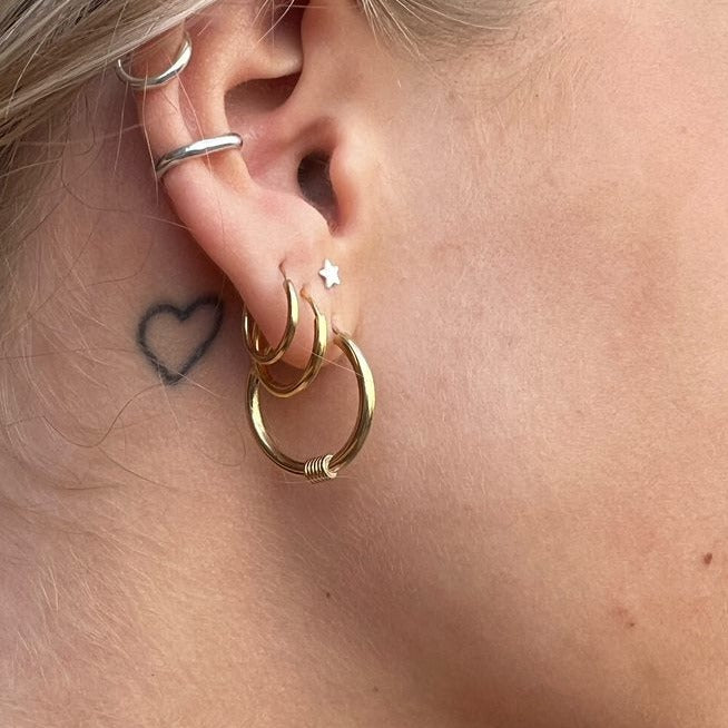 Guld Hoops Med Viklinger Forgyldt Sterlingsølv - Øreringe  - 05740034016367