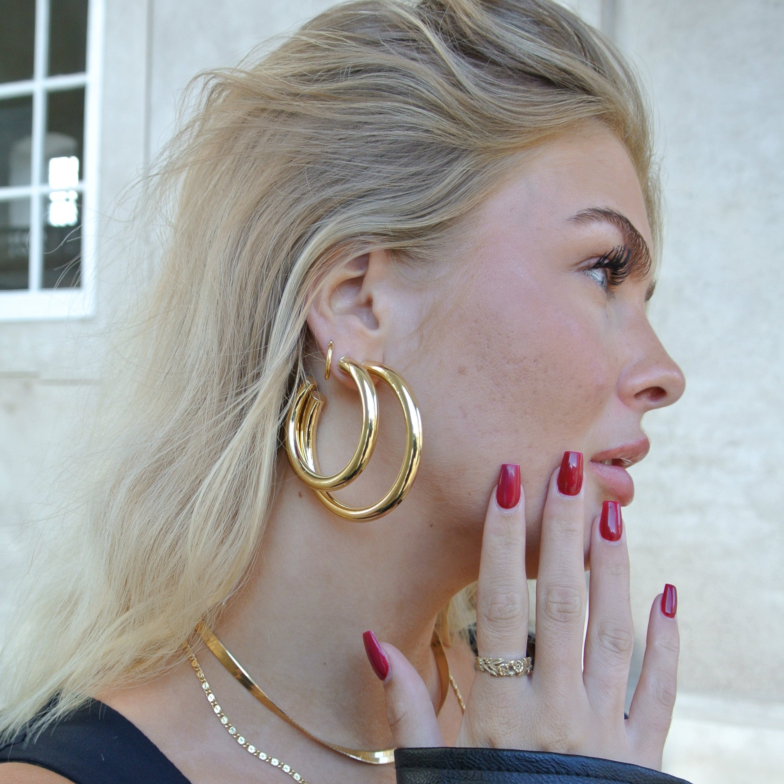 Guld Chunky Hoops Forgyldt Forsølvet Messing 60x6mm - Greece Øreringe  - 05740034028254