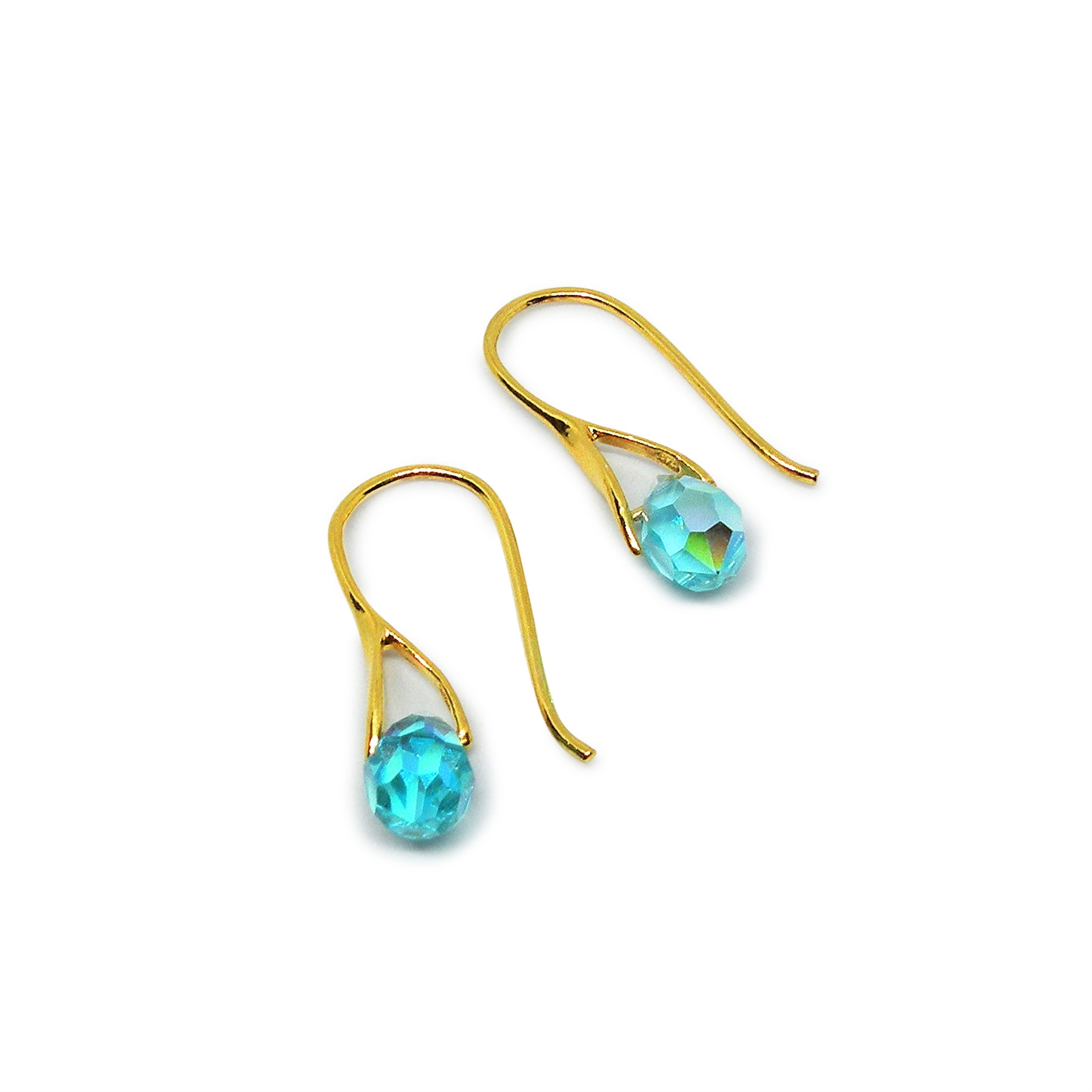 Sølv Med Aqua Bohemica Drops Forgyldt Sterling - Øreringe  - 05740034055403