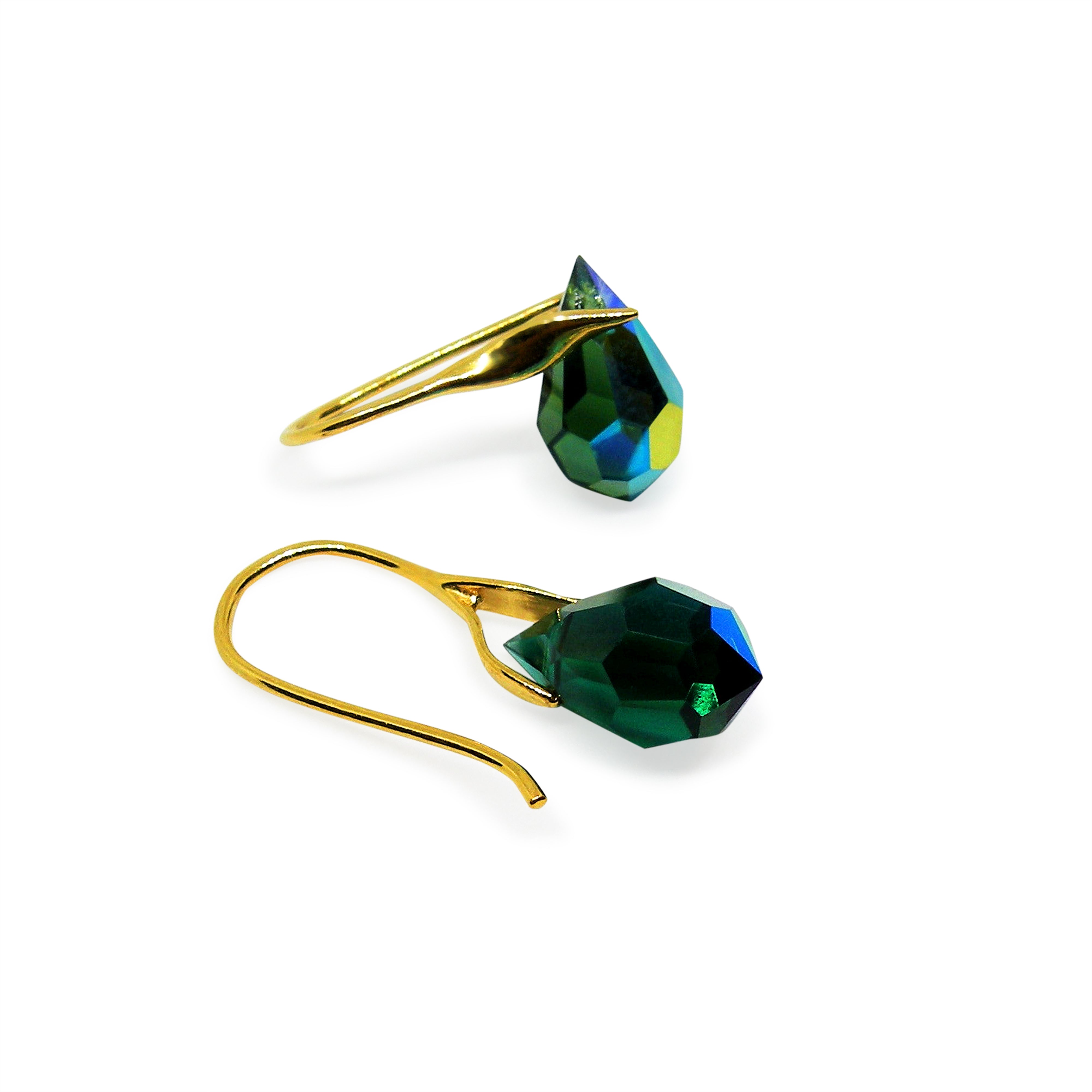 Grøn Green Tourmaline Drops Forgyldt Sterlingsølv Sølv - Øreringe  - 05740034056202