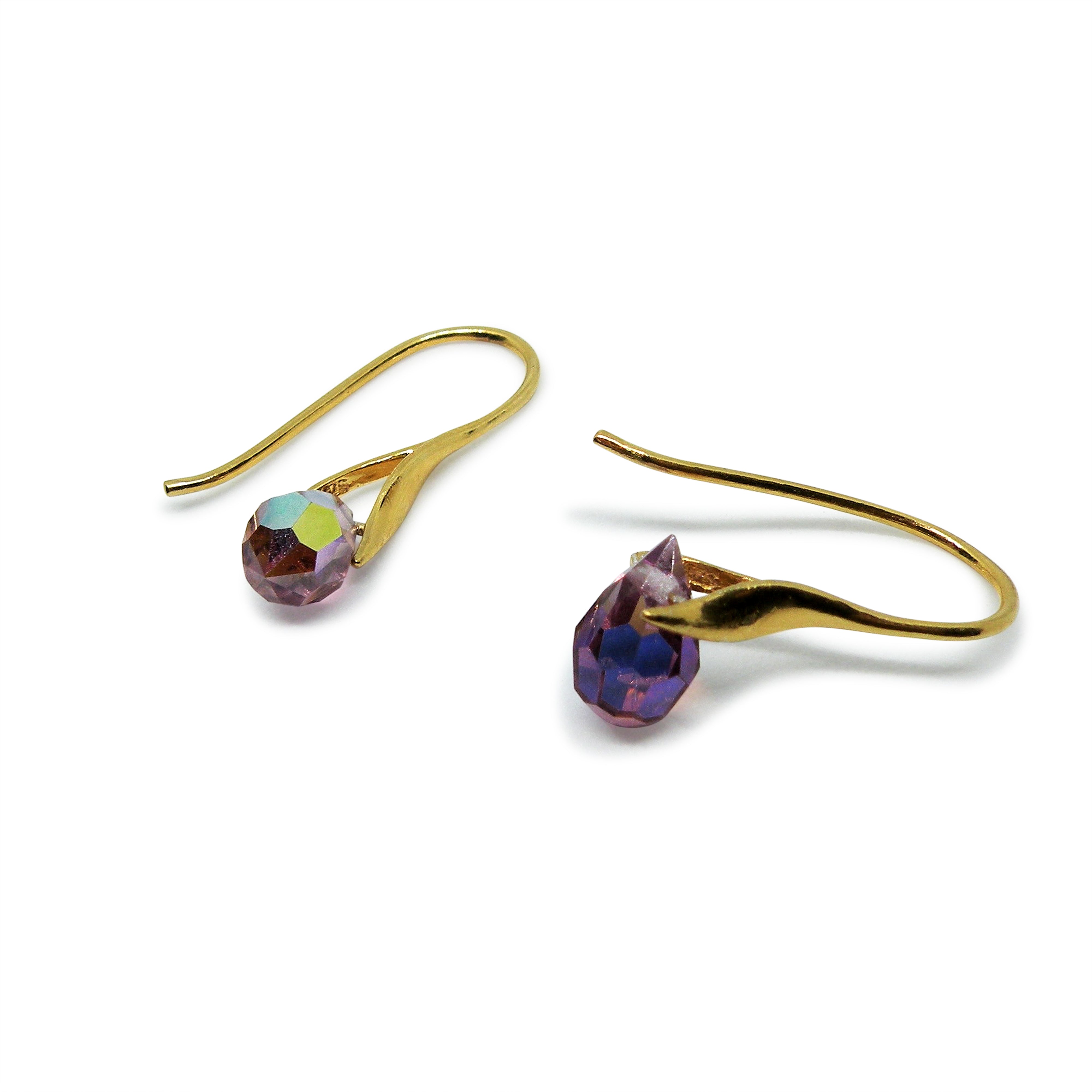 Sølv Amethyst Drops Forgyldt Sterling - Øreringe  - 05740034055144