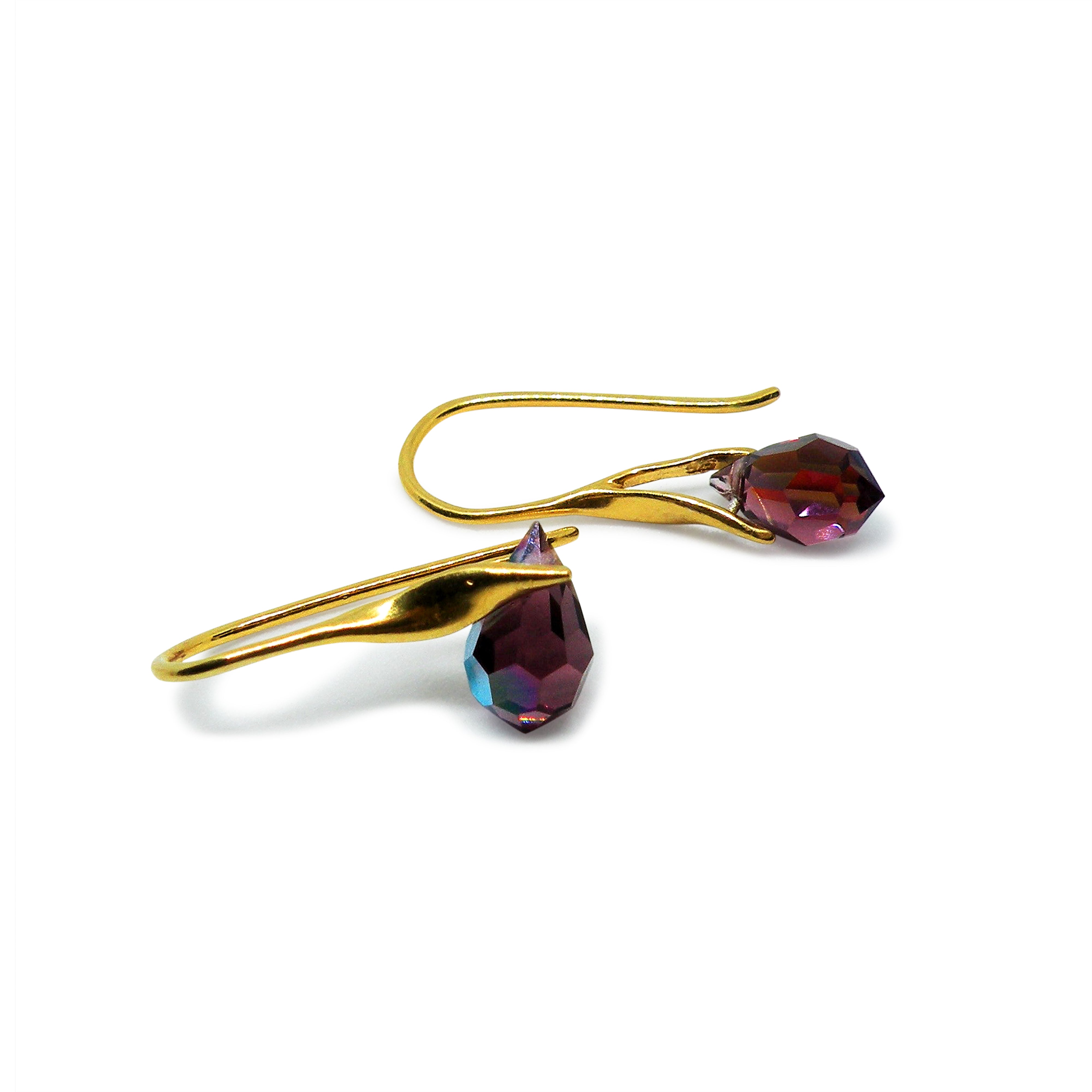 Sølv Amethyst Drops Sterling Forgyldt - Øreringe  - 05740034055205