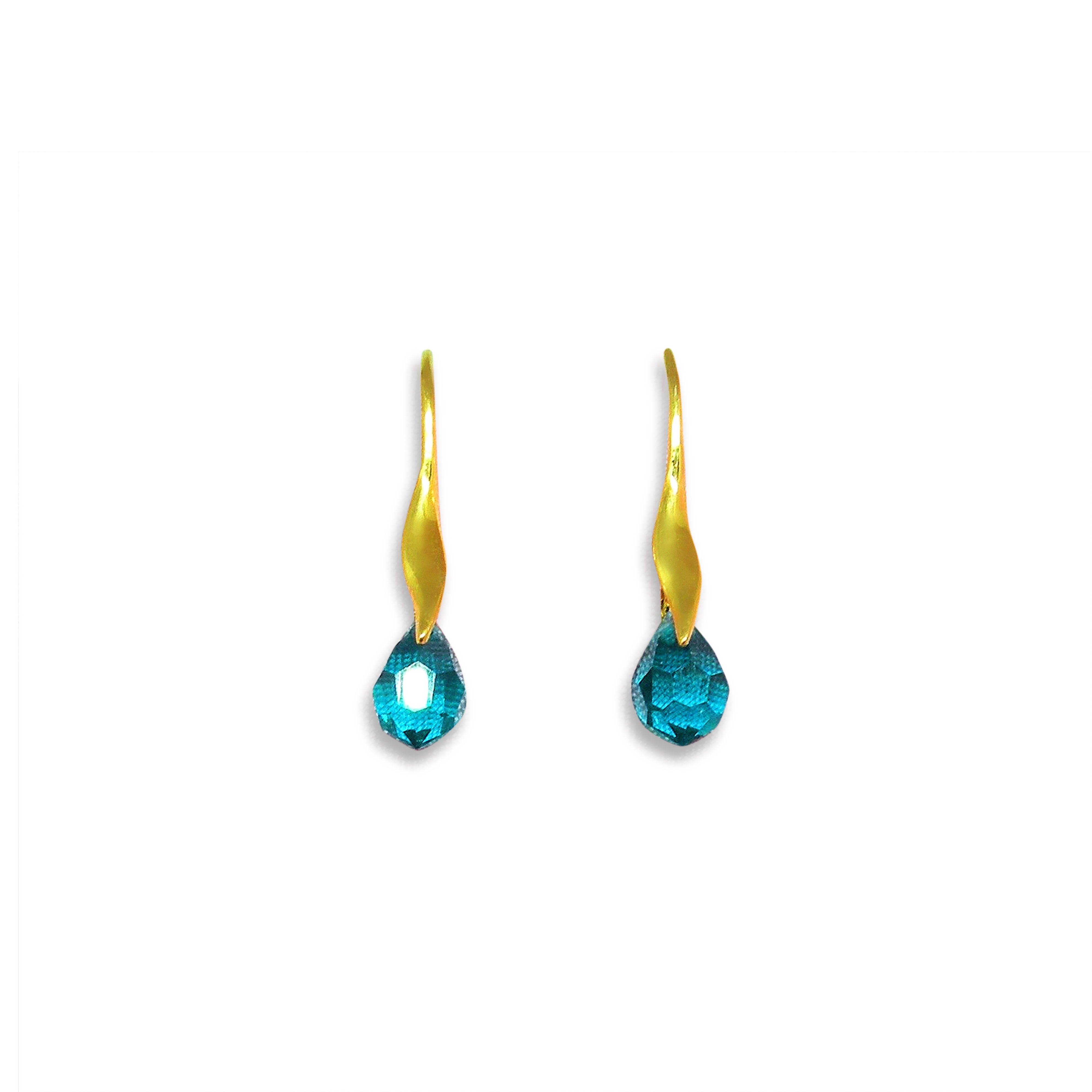 Guld Med Blue Zircon Drops Forgyldt Sterlingsølv Sølv - Øreringe  - 05740034056080