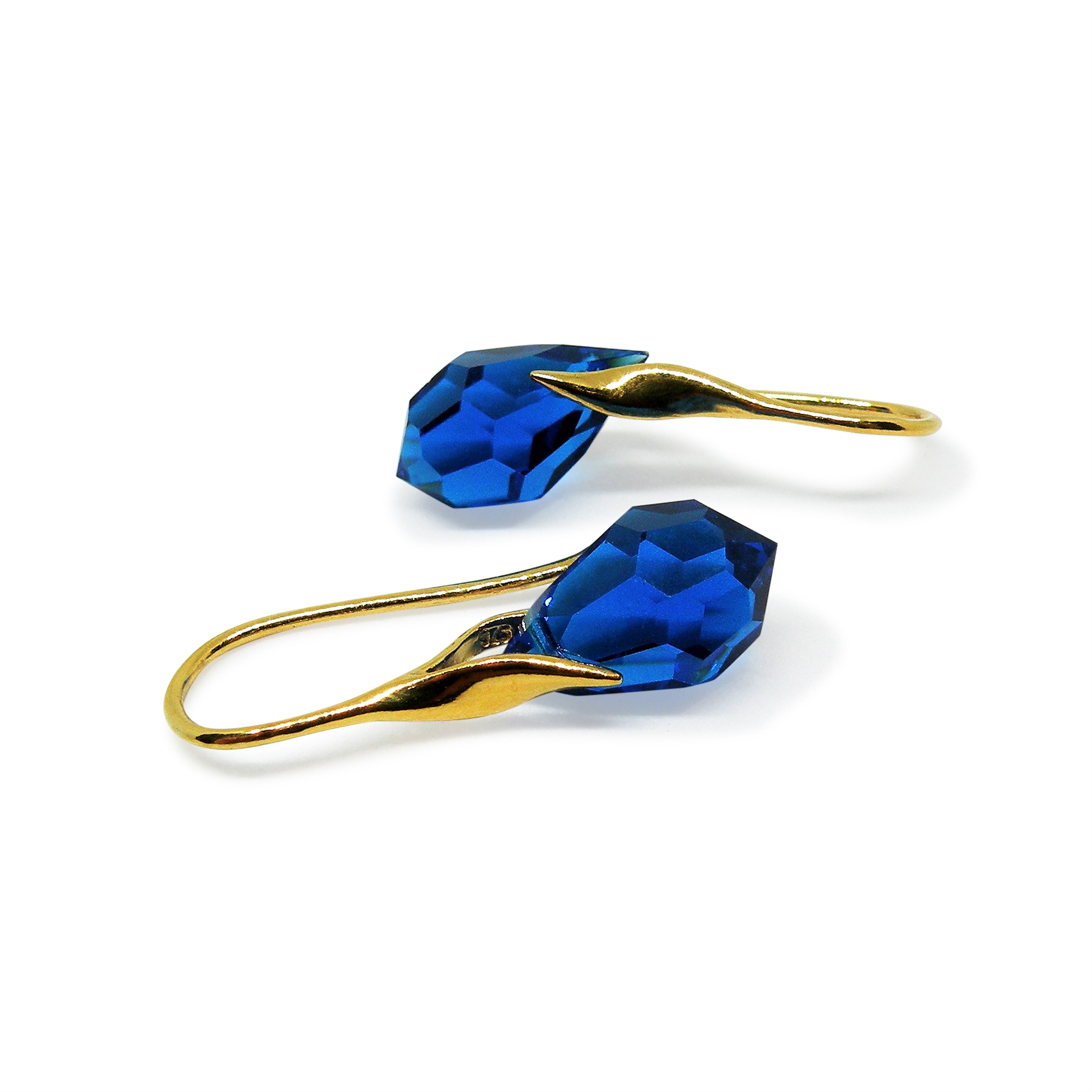 Sølv Med Capri Blue Drops Forgyldt Sterling - Øreringe  - 05740034055342