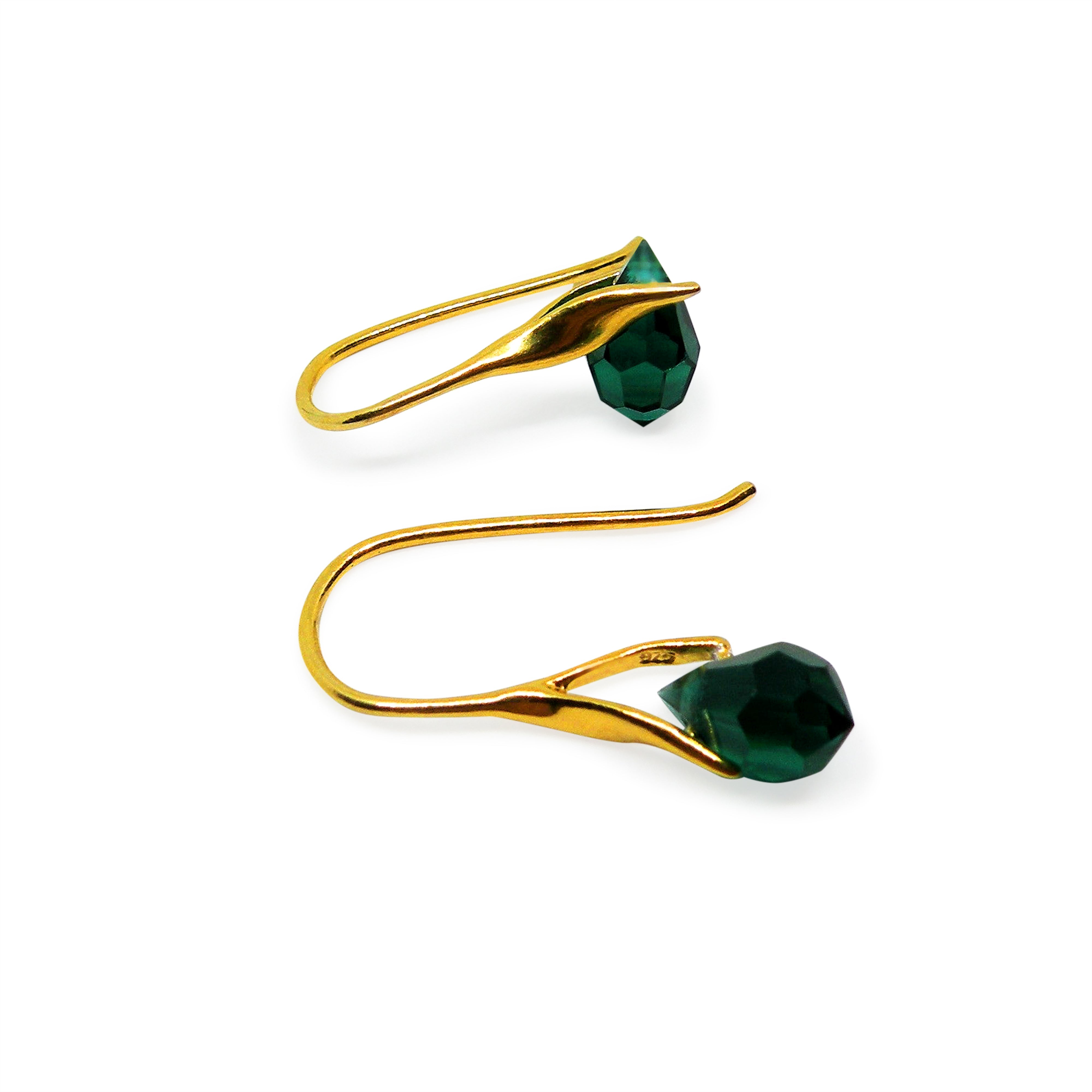 Sølv Med Emerald Drops Forgyldt Sterling Sterling - Øreringe  - 05740034056035