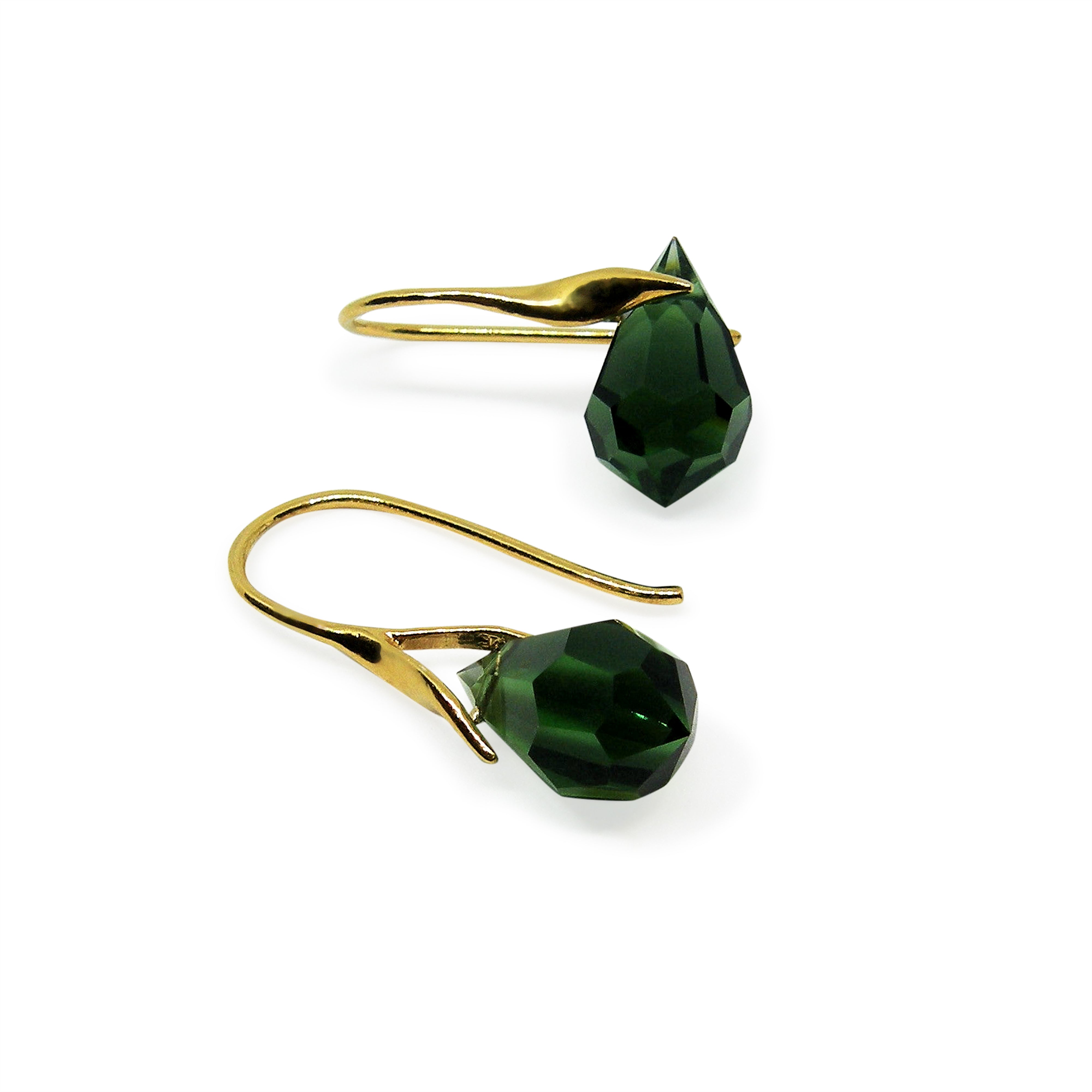 Grøn Med Green Tourmaline Drops Forgyldt Sølv Sølv - Øreringe  - 05740034056257