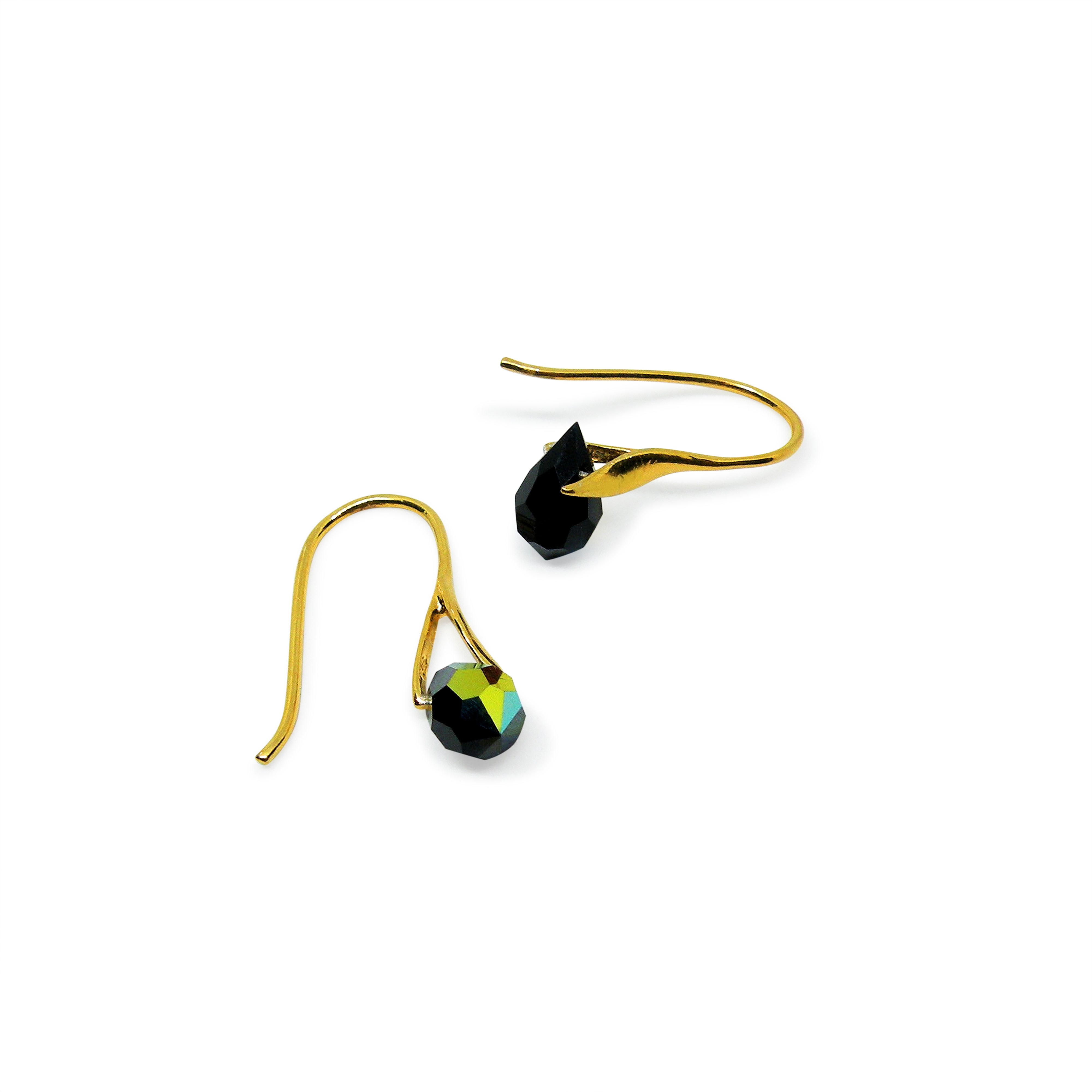 Guld Med Jet Drops Forgyldt Sterlingsølv Sterlingsølv - Øreringe  - 05740034054710
