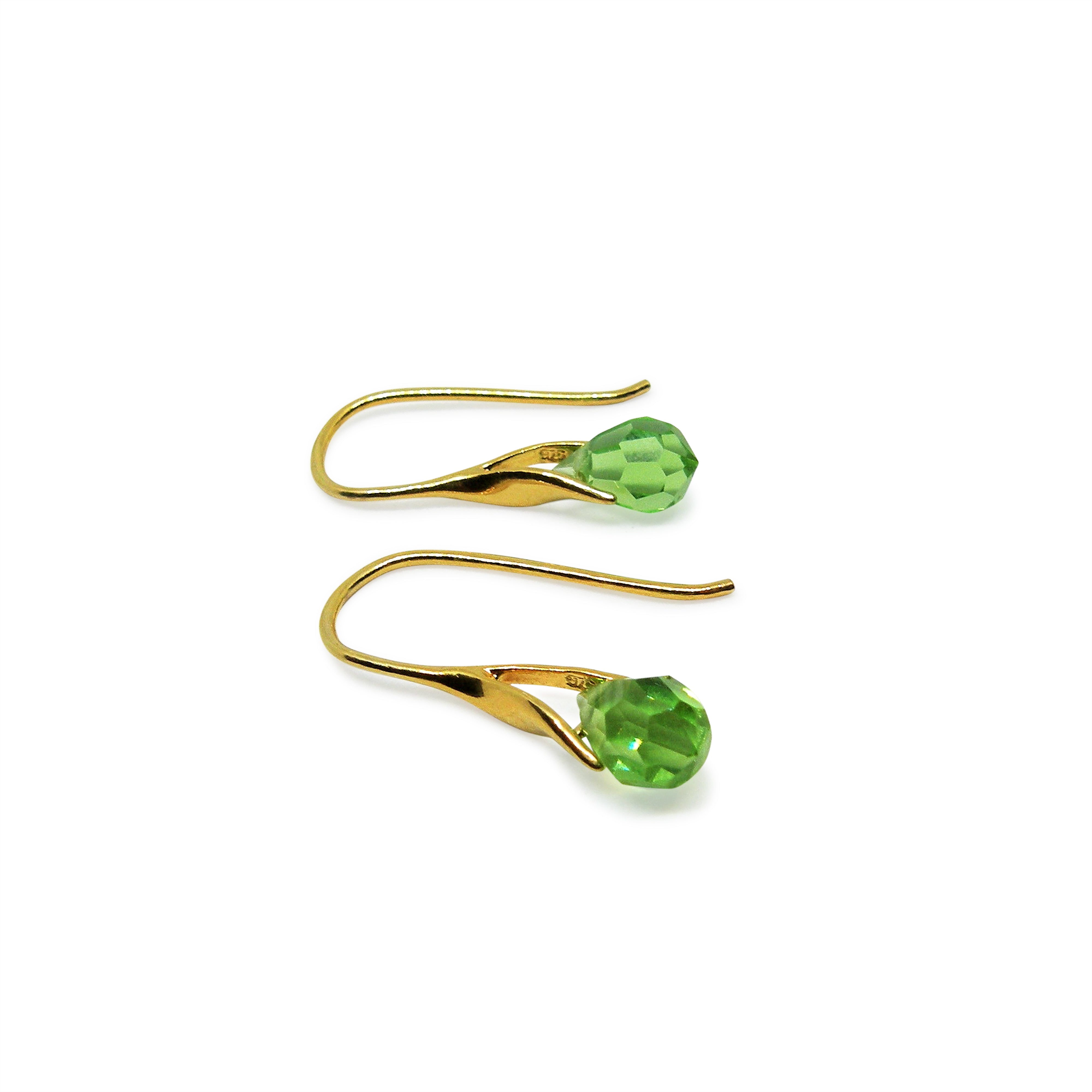 Sølv Med Drops Peridot Forgyldt Sterling ørekrog - Øreringe  - 05740034056042