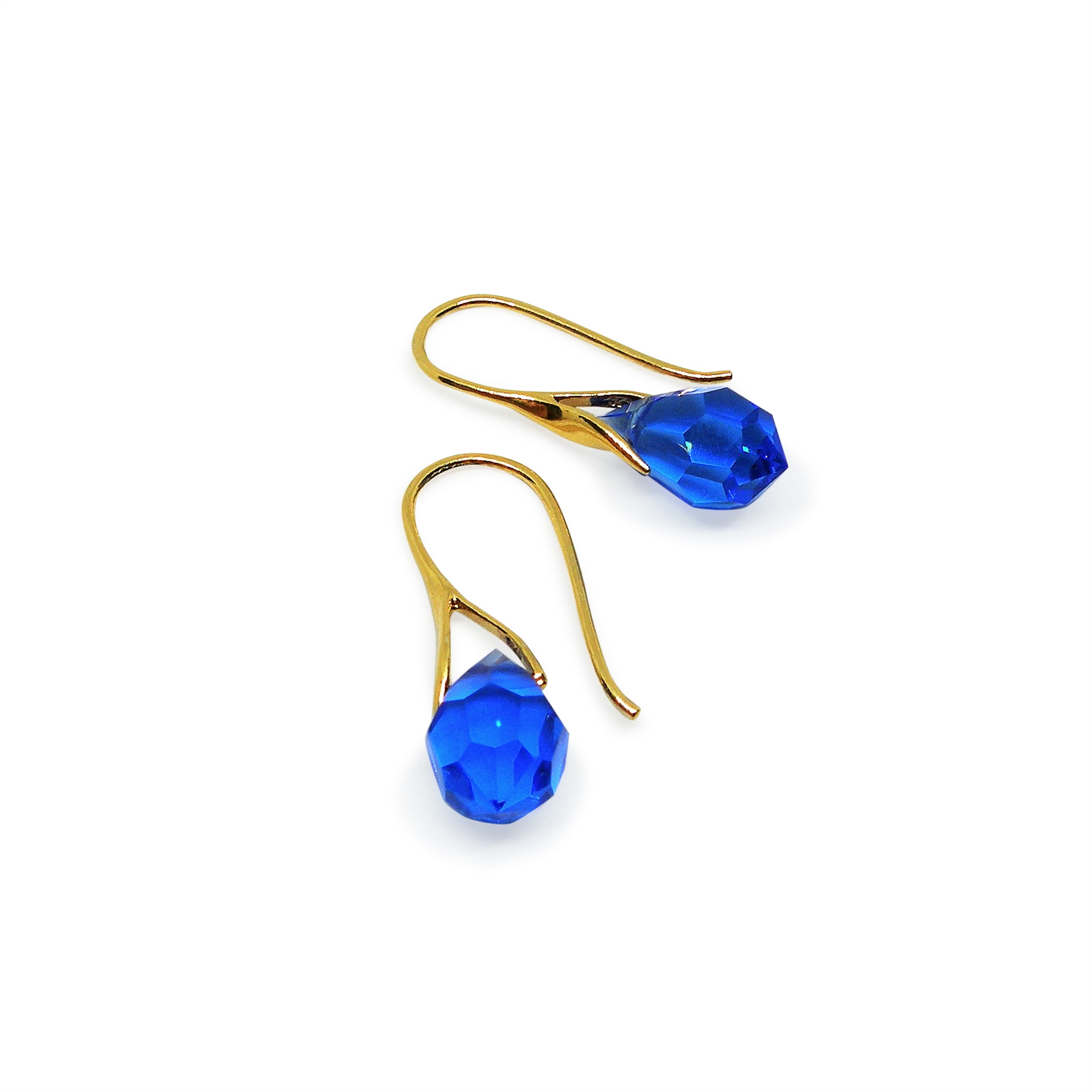 Guld Med Sapphire Drops Forgyldt Sterlingsølv Sølv - Øreringe  - 05740034055564
