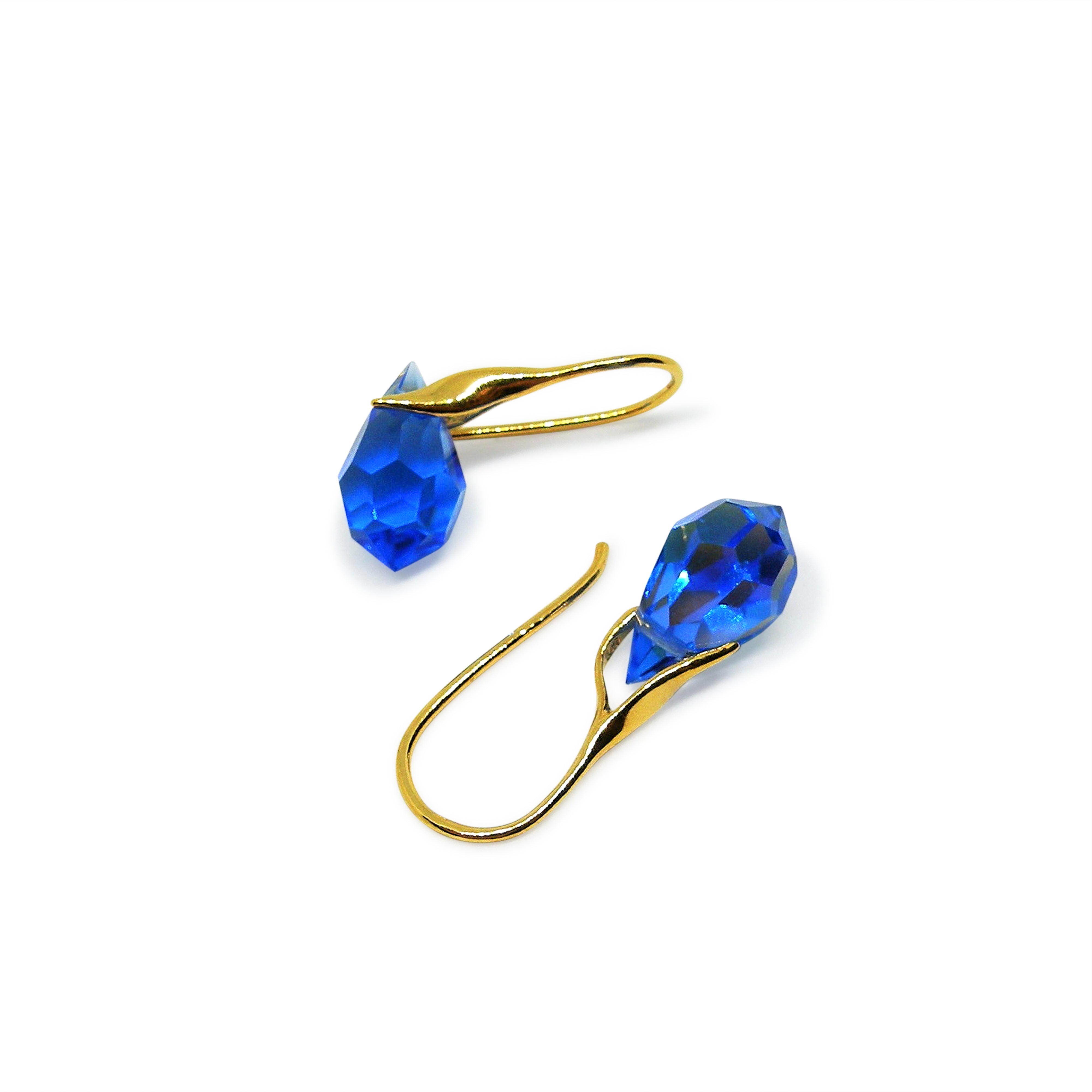 Guld Sapphire Drops Forgyldt Sølv Sterlingsølv - Øreringe  - 05740034055694