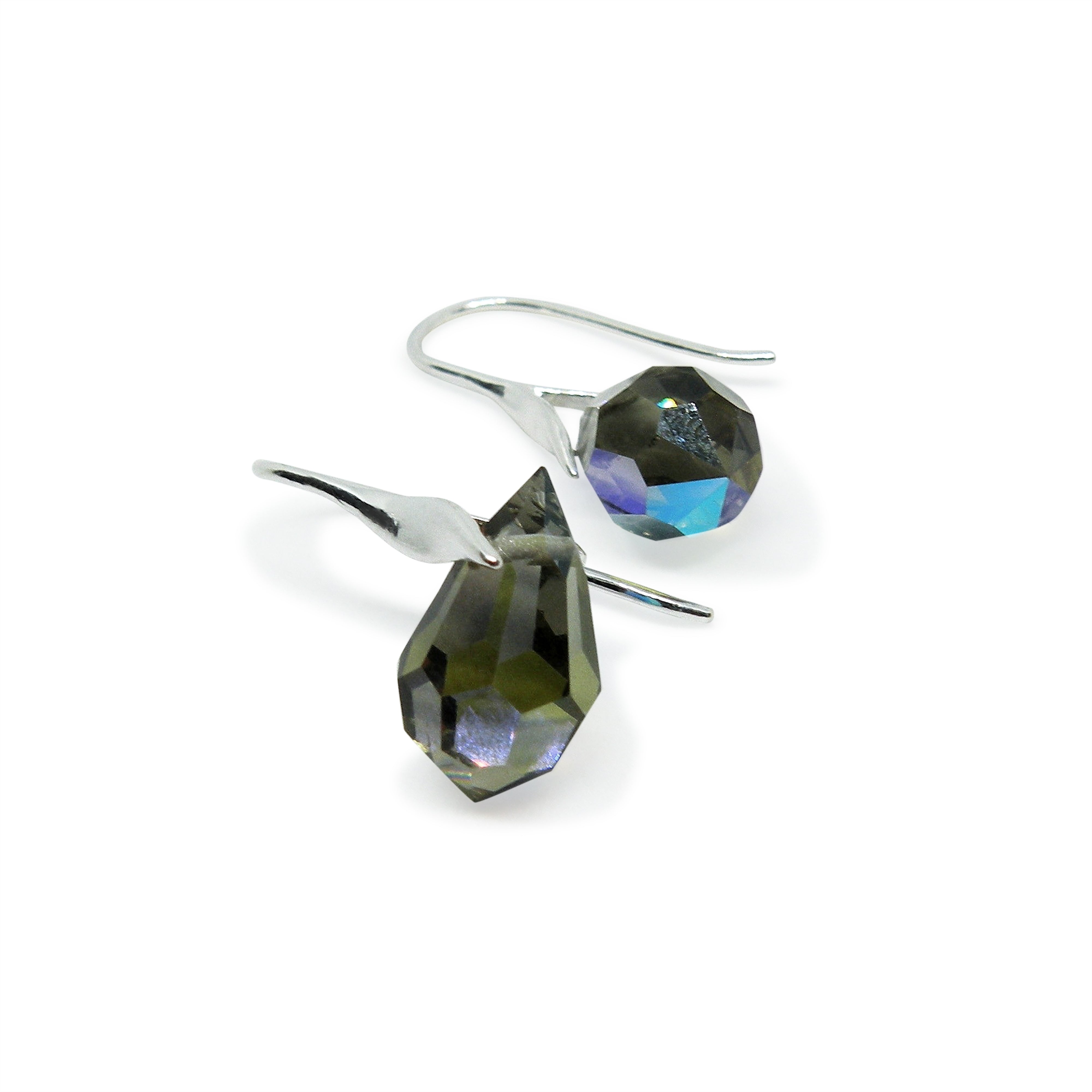 Sort ørekrog Med Black Diamond Drops Sterlingsølv - Øreringe  - 05740034055984