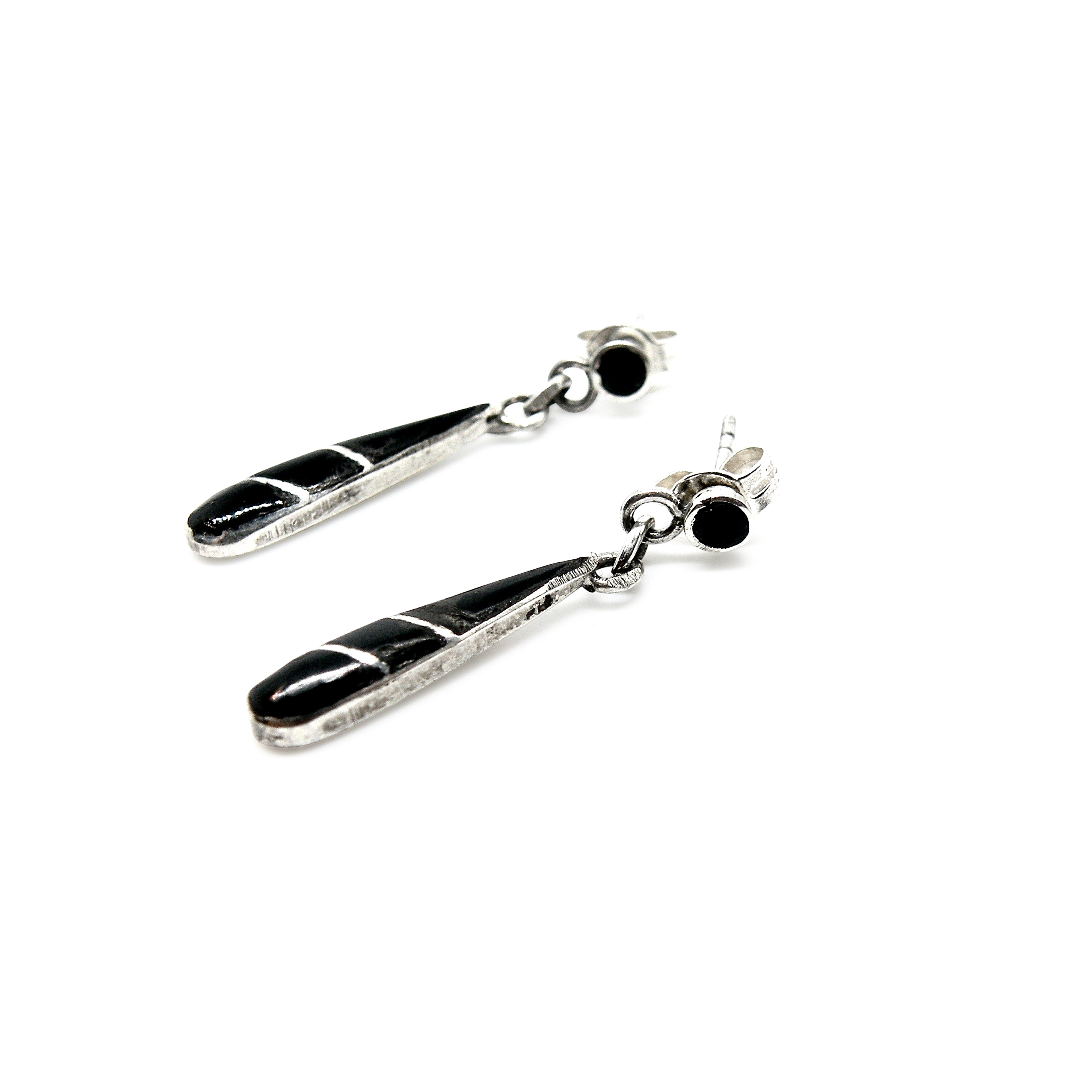 Sølv ørestikkere Onyx Dråbe Vedhæng Sterling - Øreringe  - 05740034049372
