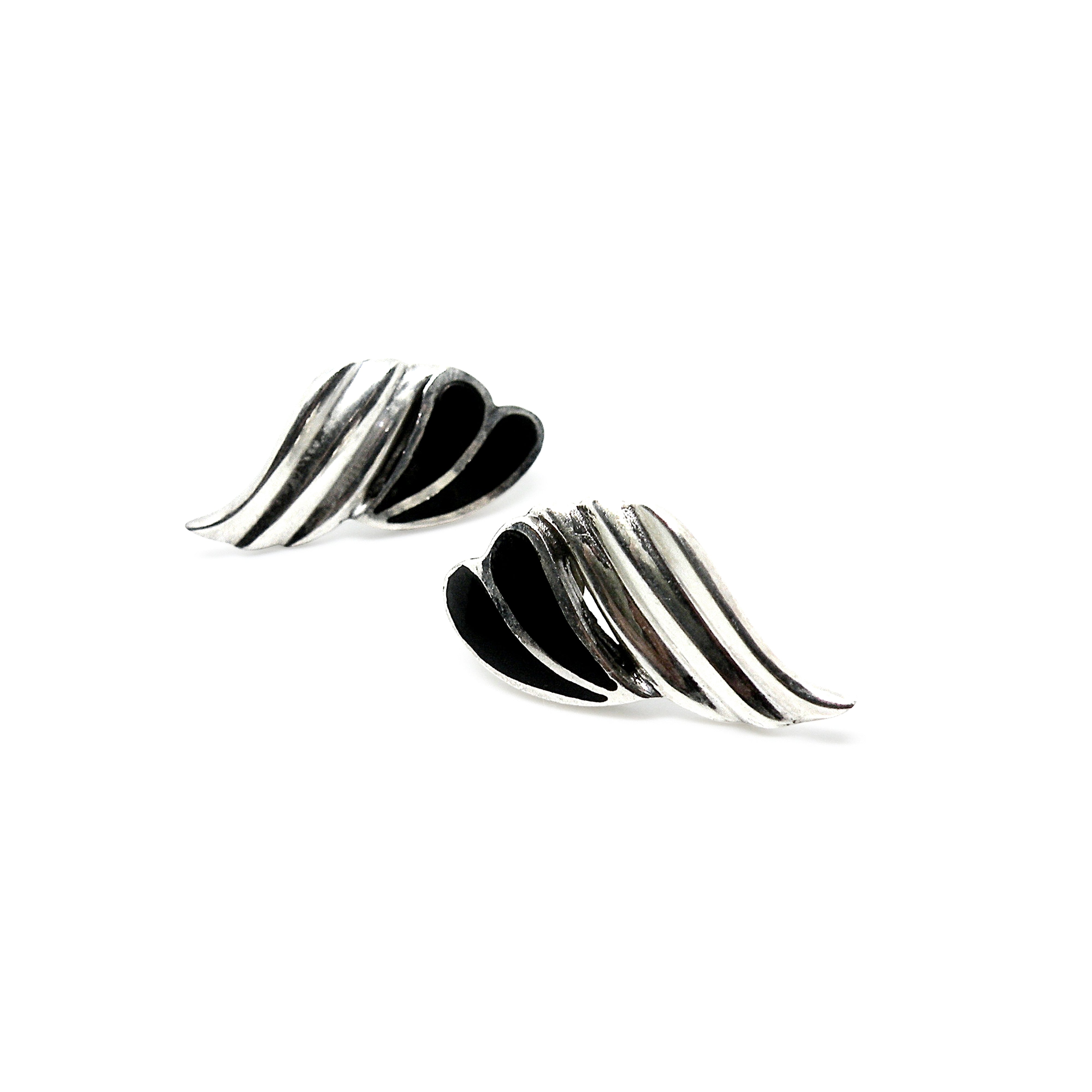 Sølv Øreringe ørestikkere Vinger Med Onyx Sterling - Ørestikkere  - 05740034049235