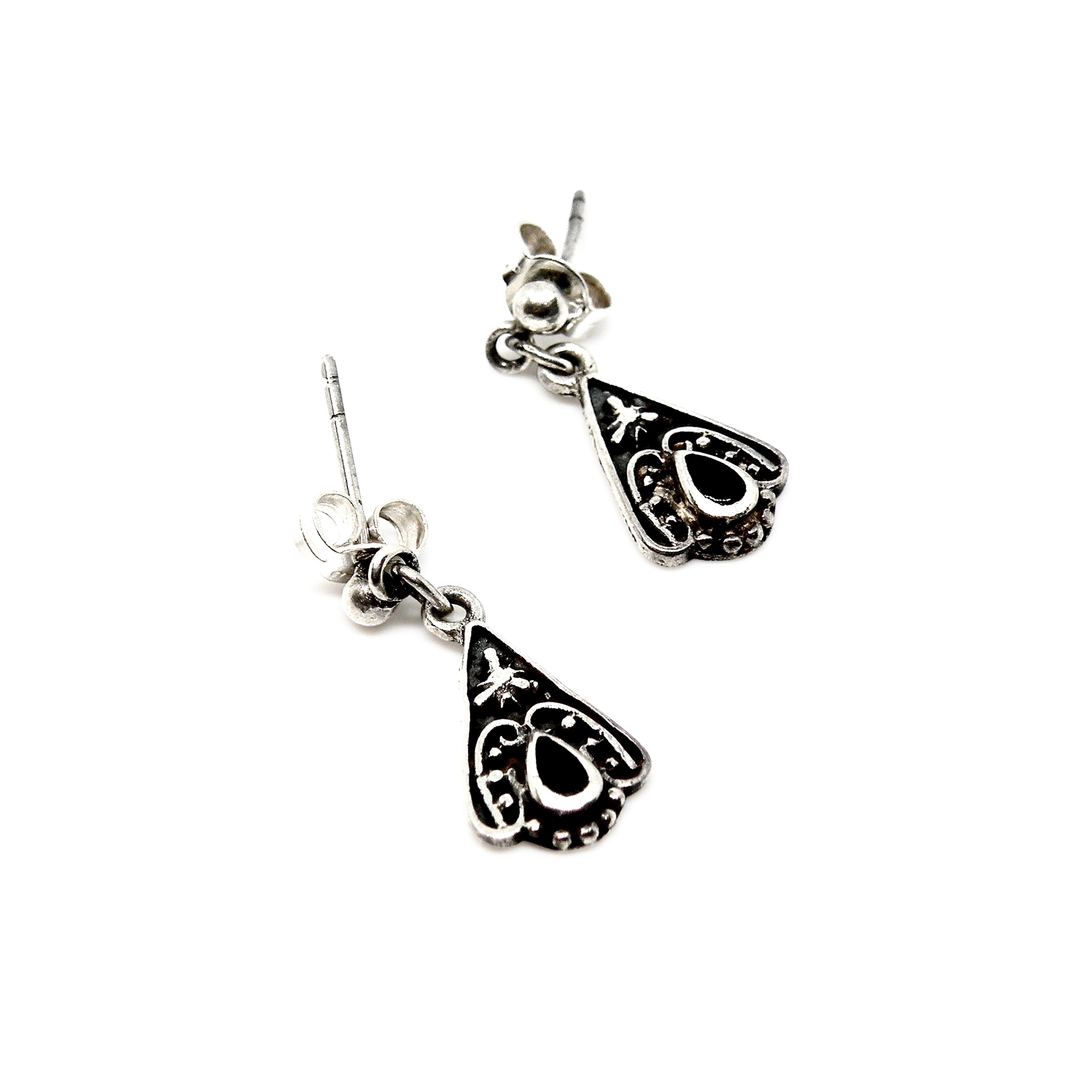 Sølv Øreringe ørestikkere Triangulært Med Ornamenter Sterling - Ørestikkere  - 05740034047859