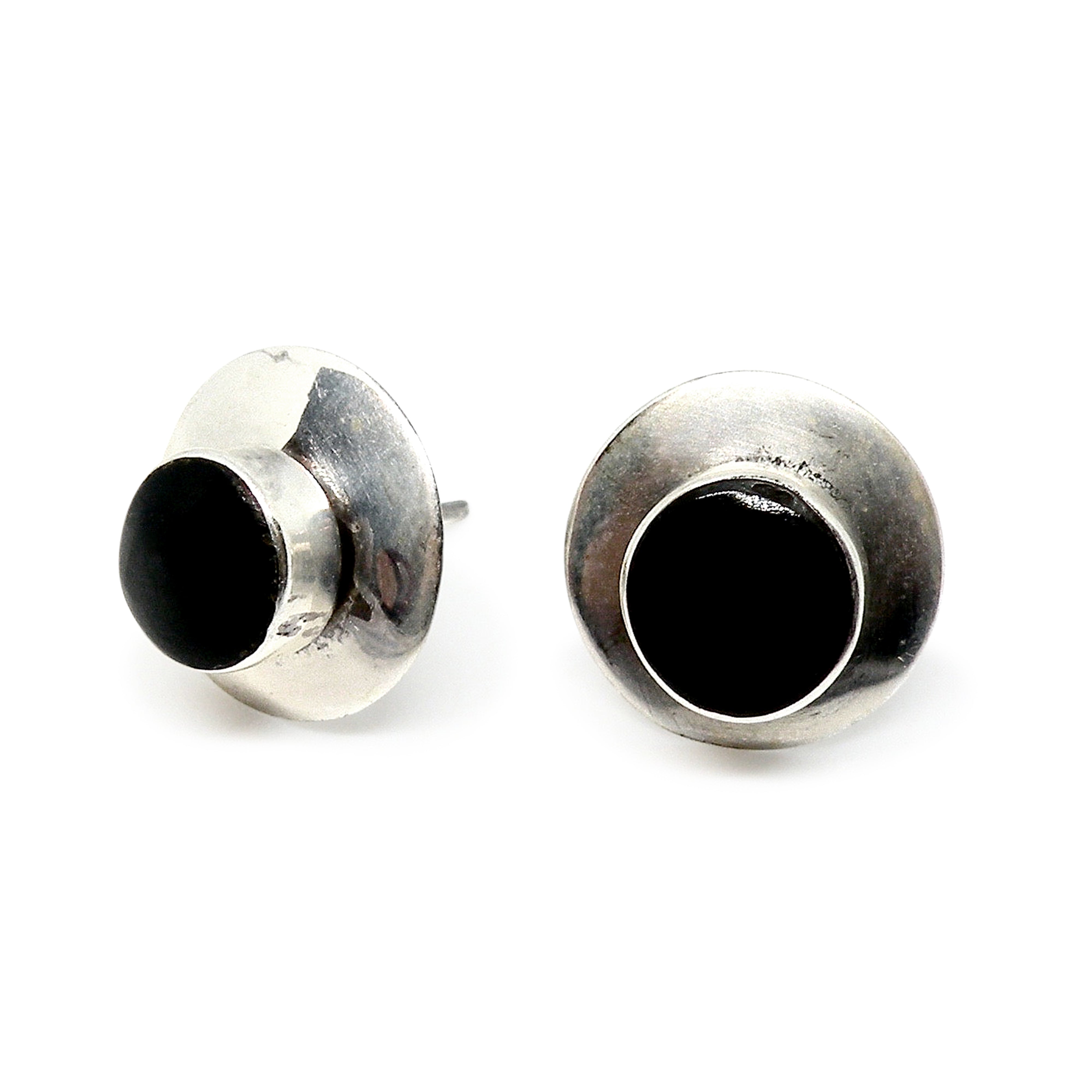 Sølv Øreringe ørestikkere Rund Med Onyx Sterling - Ørestikkere  - 05740034048092