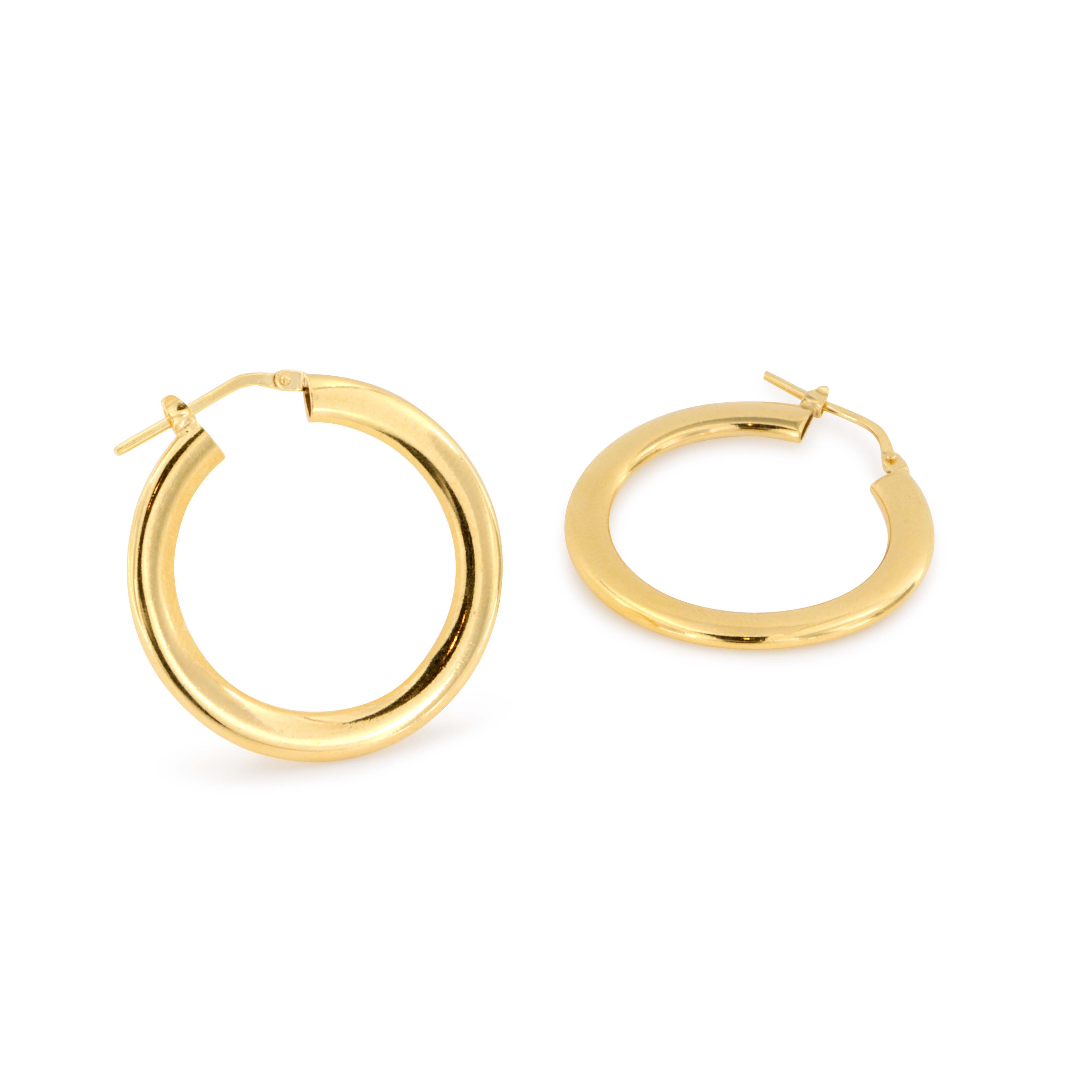 Guld Flad Chunky Hoop Forgyldt Sterlingsølv - Italy Øreringe  - 05740034026366