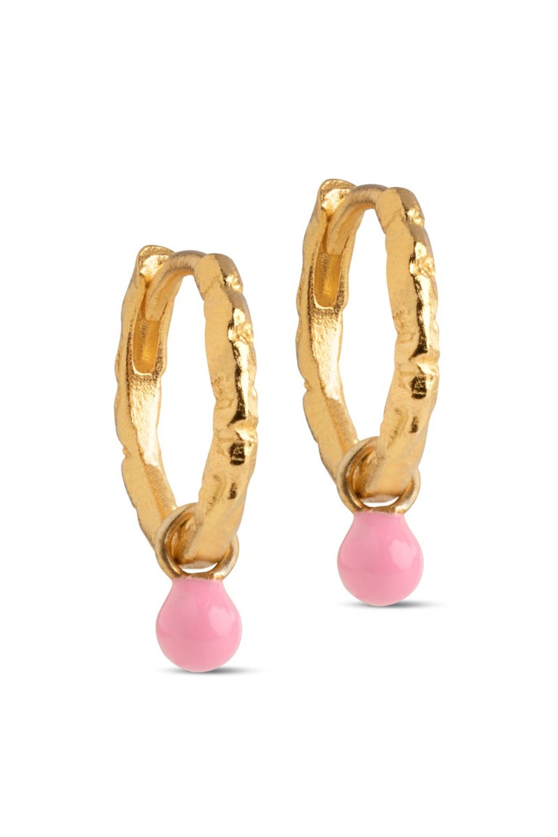 Pink Enamel Copenhagen Hoops Belle Light - Enamel Øreringe  - 5714274019969