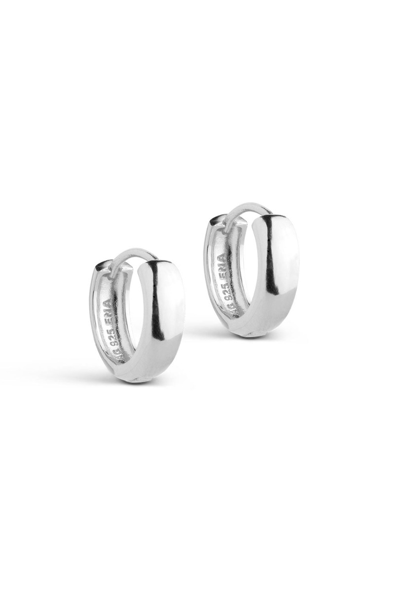 Sølv Enamel Hoops Classic Wide Silver - Enamel Øreringe  - 5714274031558