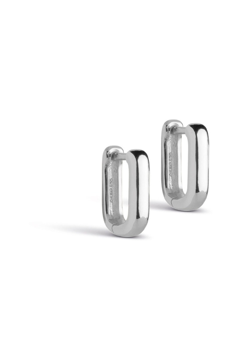 Sølv Enamel Firkantede Hoops - Stilfulde Øreringe