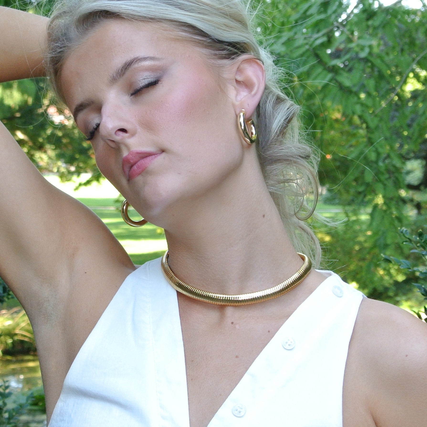 Guld Chunky Hoops 30x 6mm Forgyldt Forsølvet Messing - Greece Øreringe  - 05740034020302