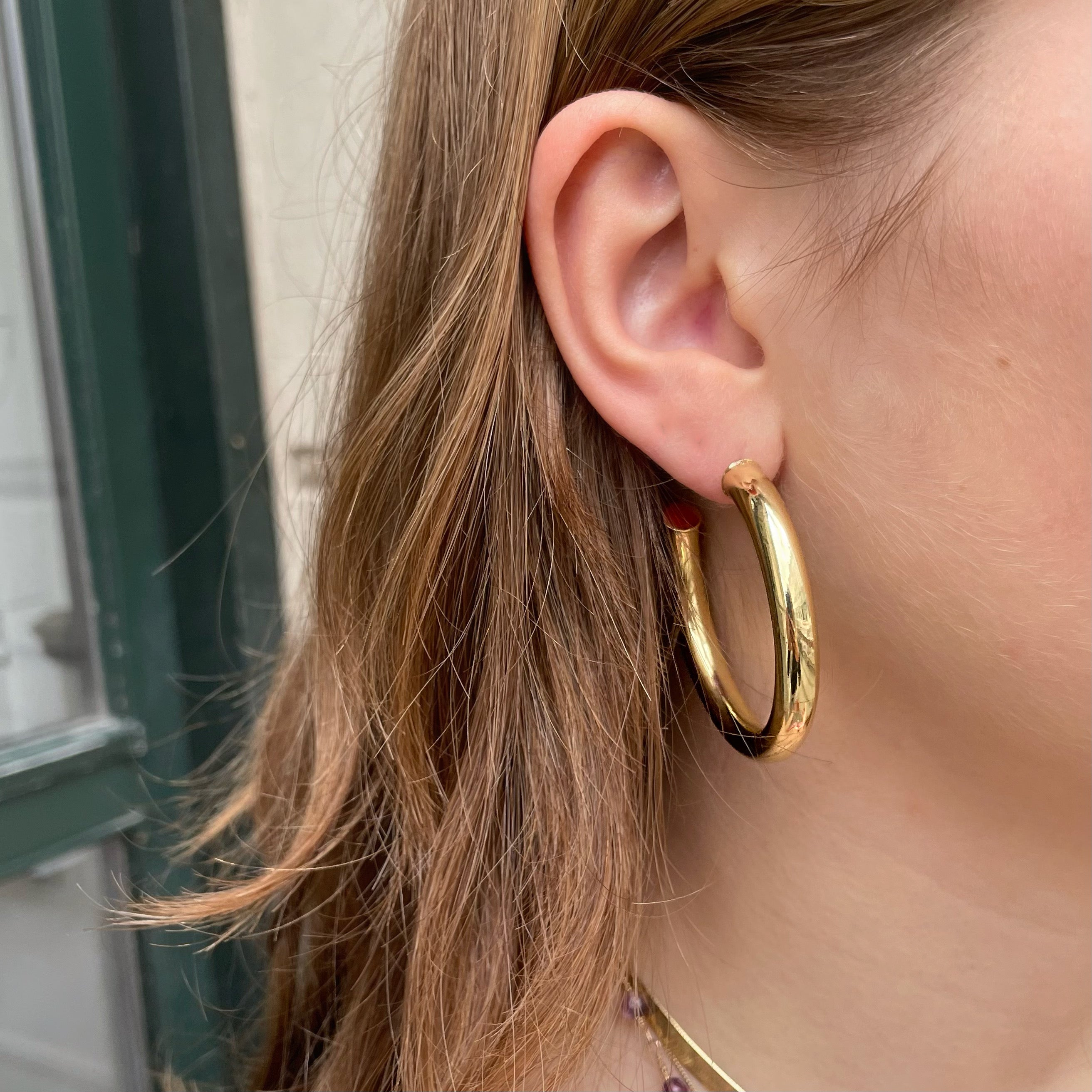 Guld Chunky Hoops Forsølvet Forgyldt Messing - Greece Øreringe  - 05740034028278
