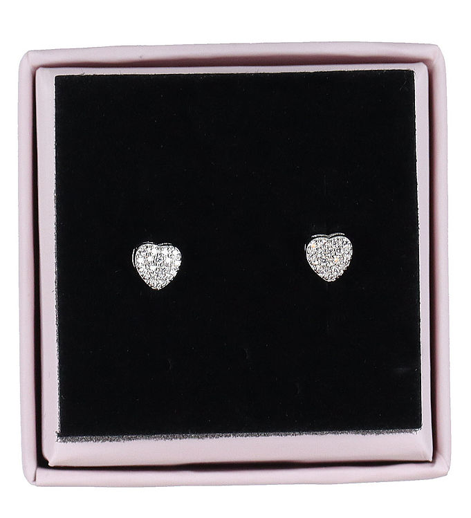 Hvid Millavanilla Hjerte Glitter Sølv - Millavanilla Øreringe  - 5745000111053