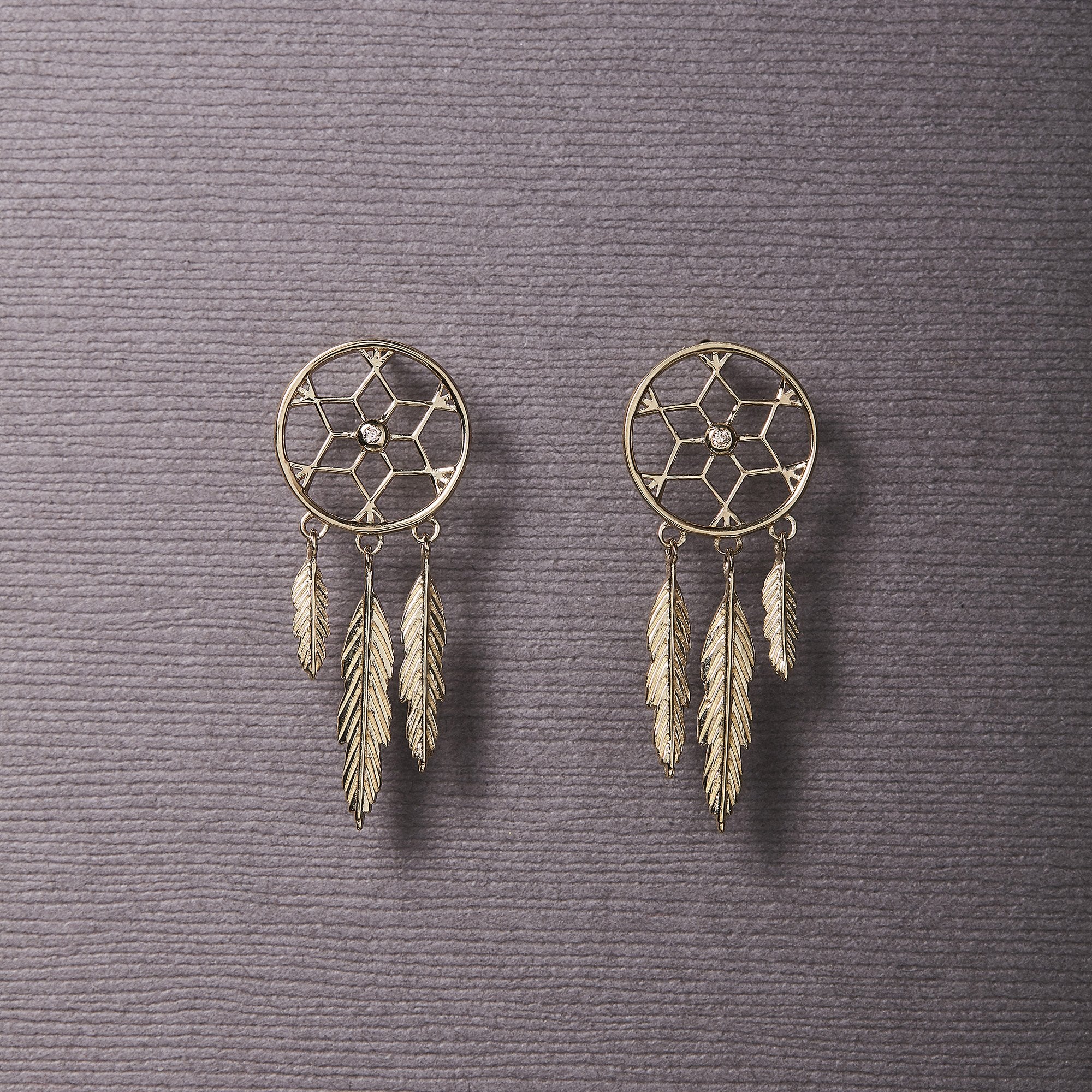 Catchingdreams Karat Guld Med Diamant Dages Levering - Szhirley Øreringe