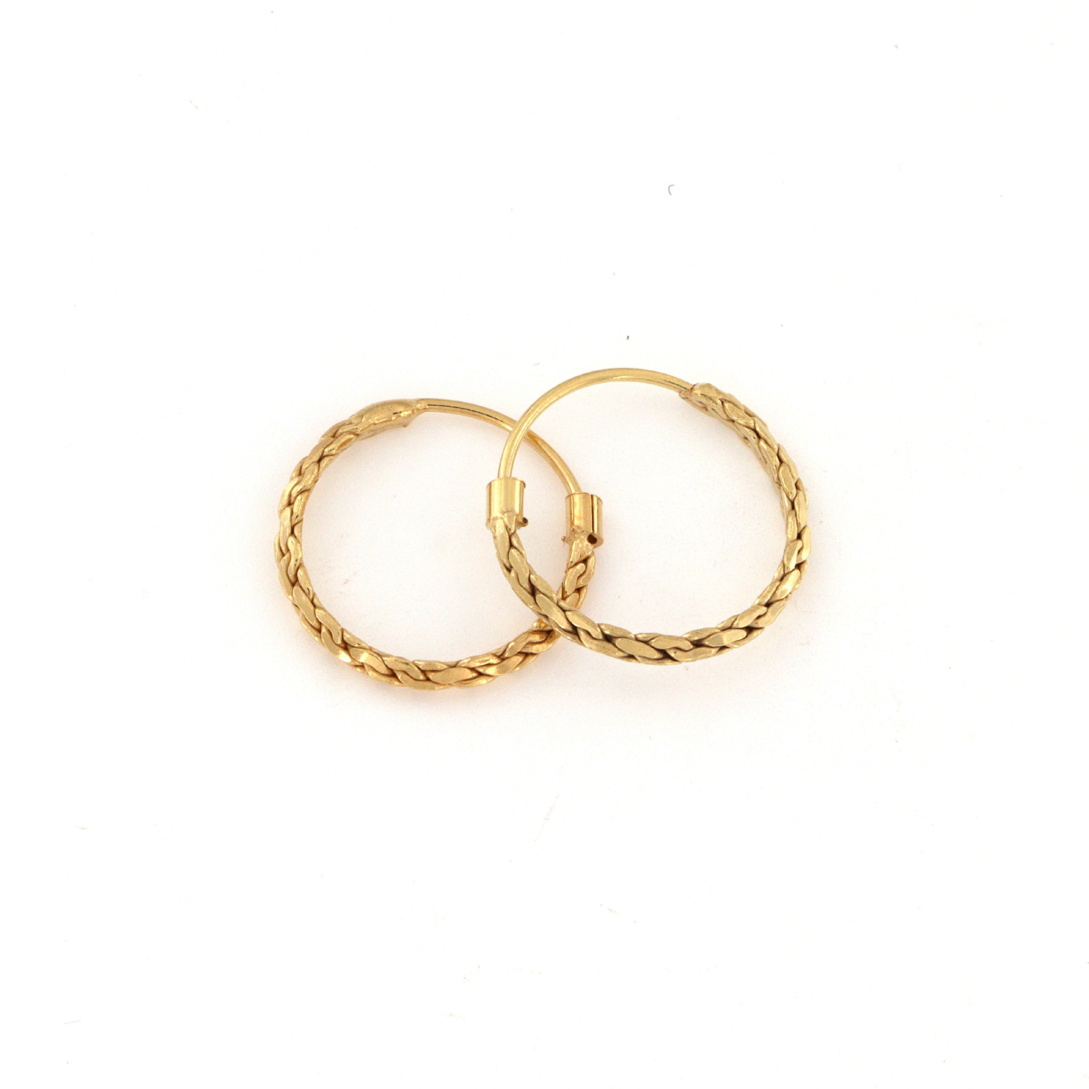 Guld Hoops Flettede Forgyldt Sterlingsølv - Blt Øreringe  - 05740034035160
