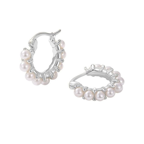 Hvide Perle Isa Hoops Øreringe i Sølv - Elegant Design