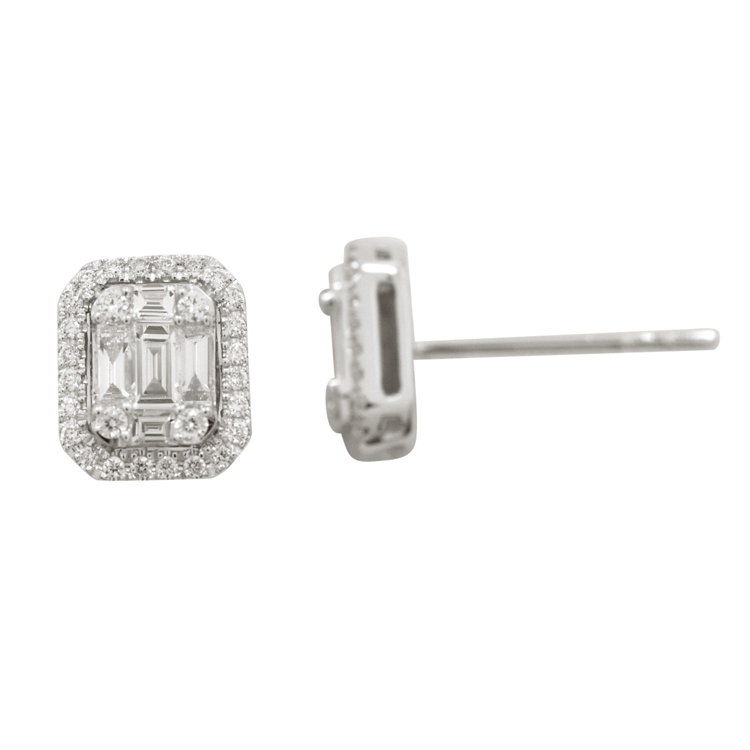 Hvid Bridalcollection Baguette Diamantørestikker Guld Eller Guld Alt - Byfrisenholm Øreringe