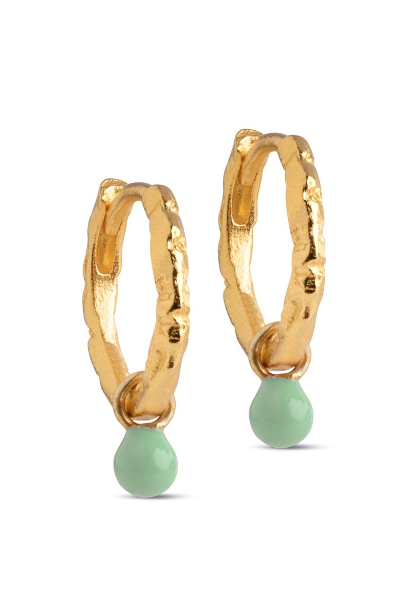 Grøn Enamel Copenhagen Hoops Belle Dusty Green - Enamel Øreringe  - 5714274019952