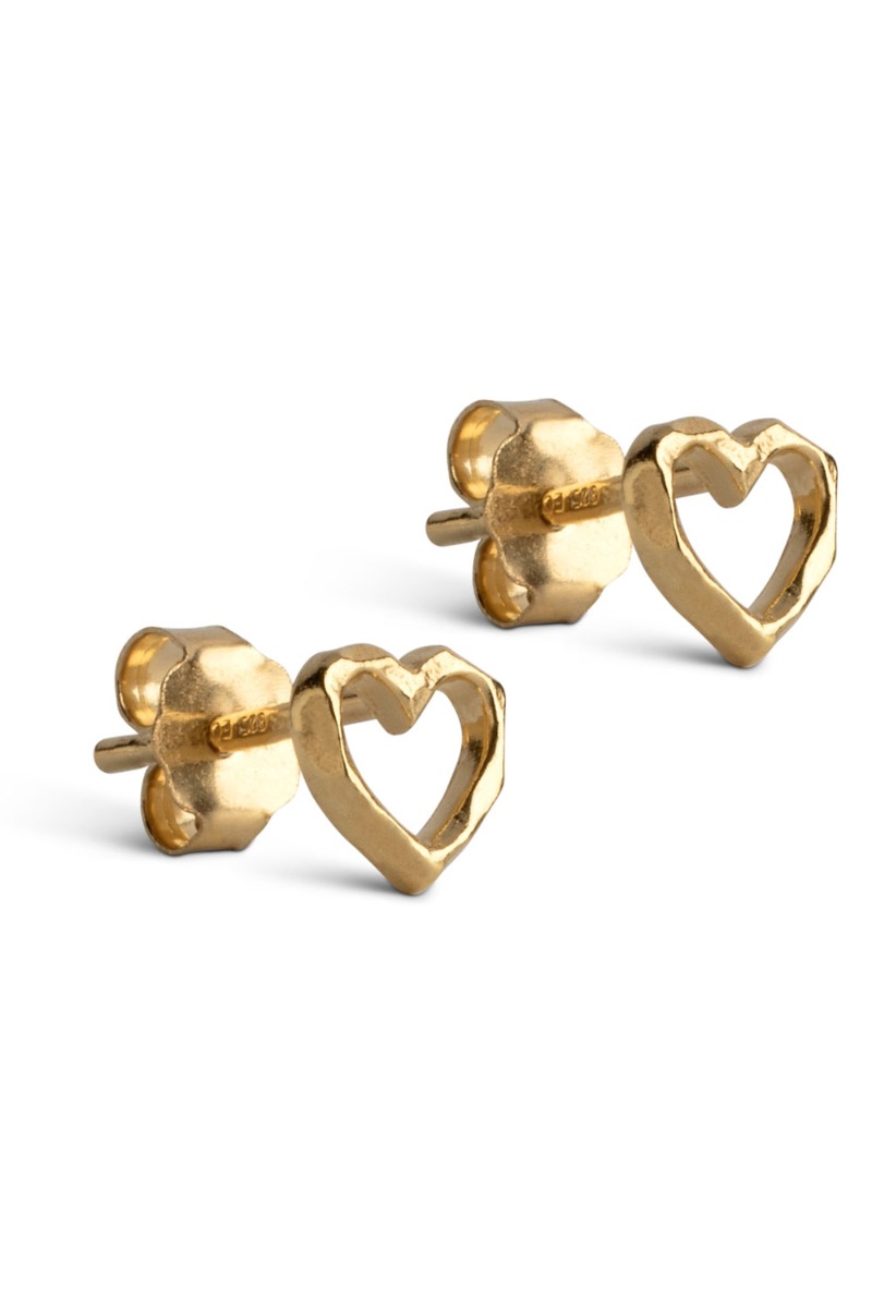 Guld Enamel Studs Organic Heart Gold - Enamel Øreringe  - 5714274024925