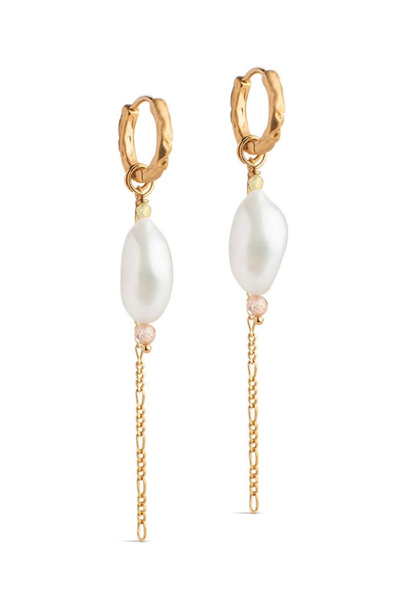 Guld Enamel Earring Adeline Pearl - Enamel Øreringe  - 5714274021337