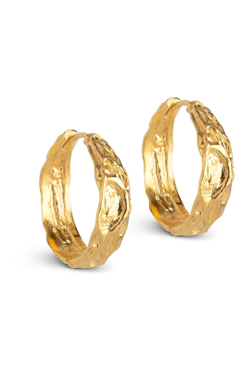 Guld Enamel Nela Hoops - Enamel Øreringe  - 5714274031435