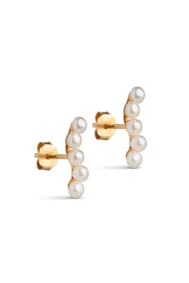 Guld Enamel Stud Evie Pearls - Enamel Øreringe  - 5714274028541